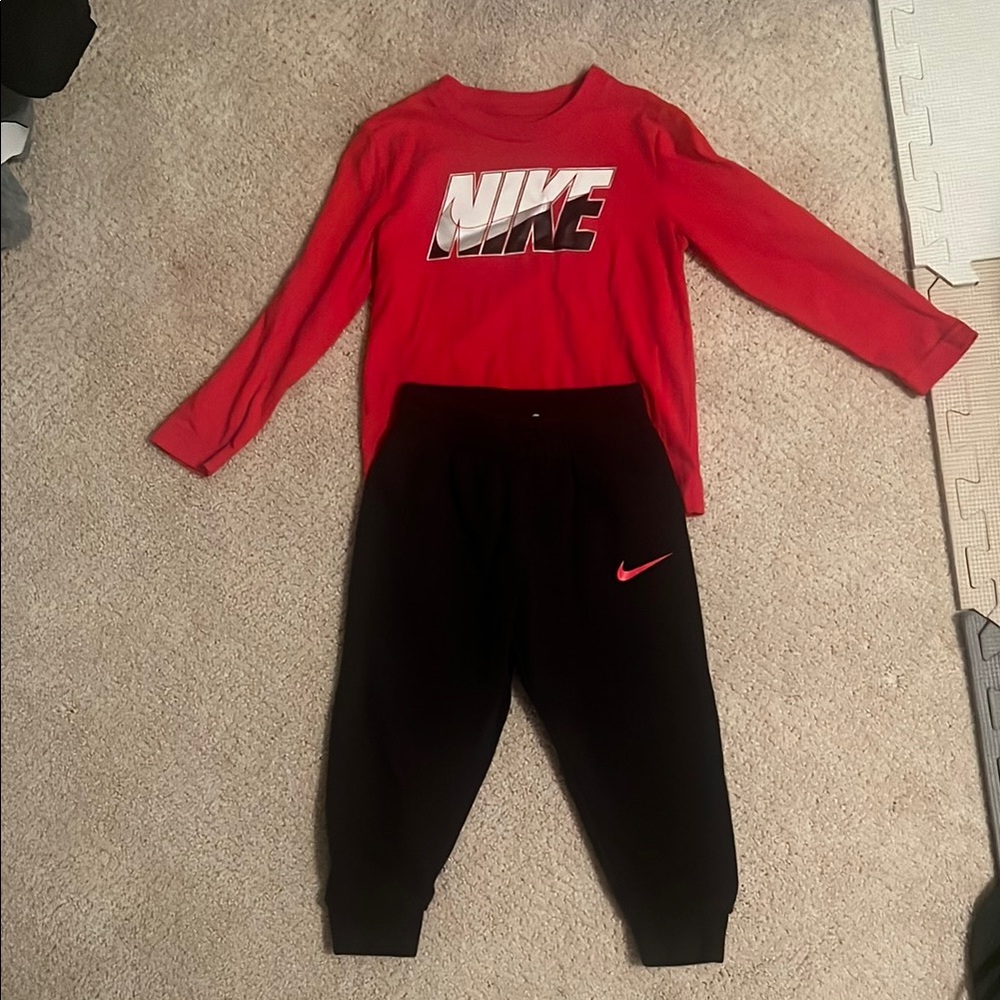 Nike Red and Black Jogger Sweatpants with Tapered Ankle